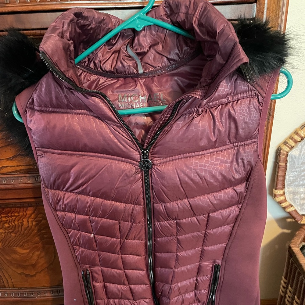 Michael Kors Women's Faux-Fur-Trim Hooded Vest